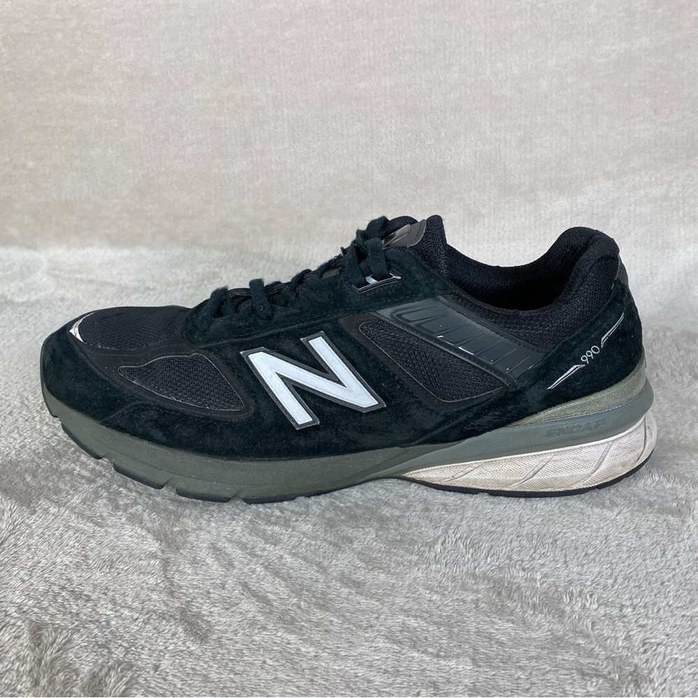 New Balance 990v5 Shoes Mens Size 14 Black Suede Made In USA Sneakers M990BK5 - Picture 2 of 10